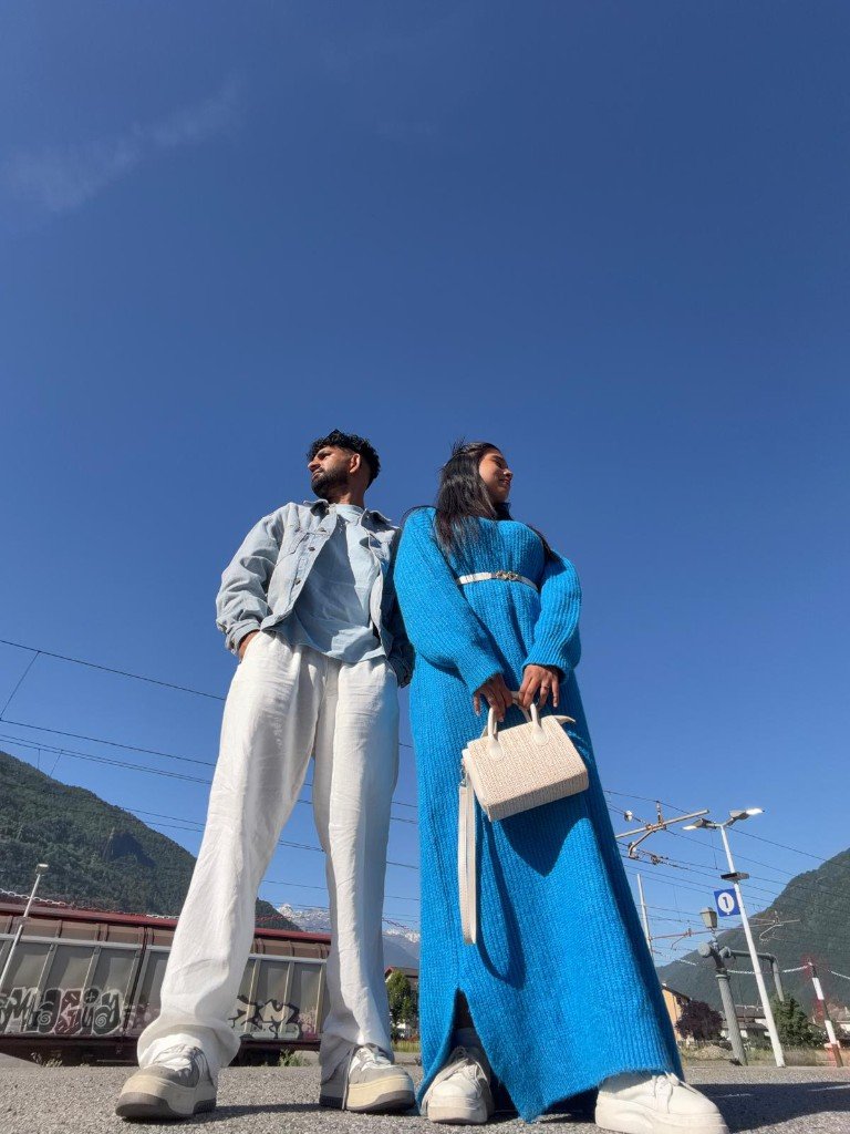 Travelers in an alpine destination